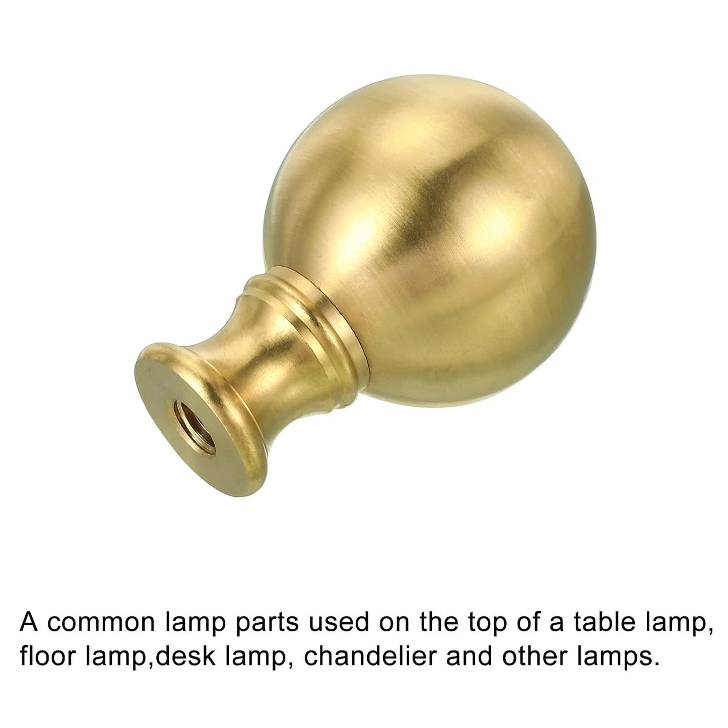 PATIKIL 1/4-27 Lamp Finial Ball Cap Knob, Lamp Shade Harp Top Screw Decoration for Table Lamps Floor Lamps, Brass