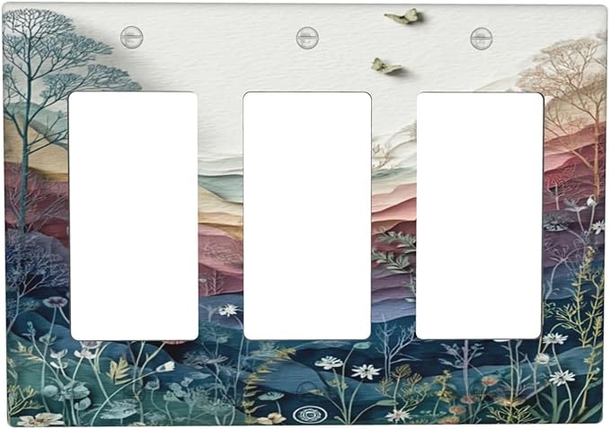 Bvtewkhz Wildflowers Rustic Flowers Floral Plants 3 Gang Triple Rocker Wall - Image 2