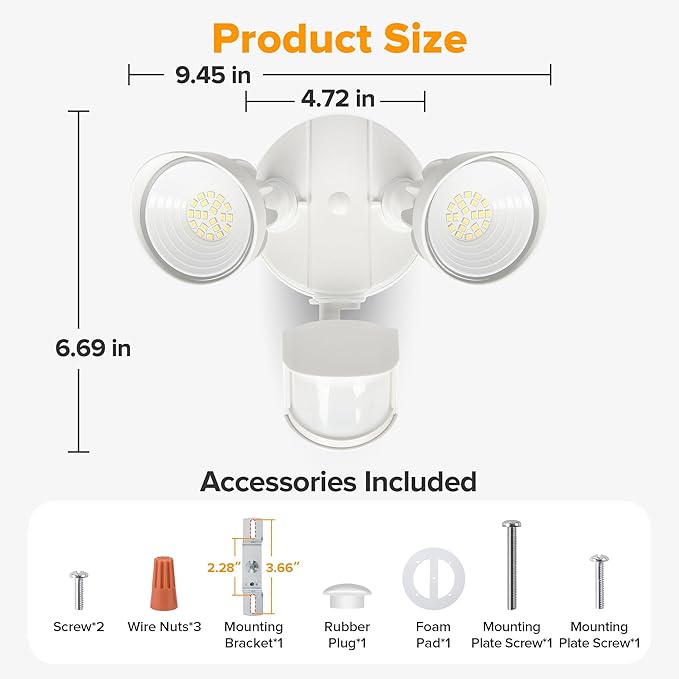 UME LED Security Light Motion Sensor Outdoor Lights, 27W 3000LM, IP65 Waterproof - Image 8