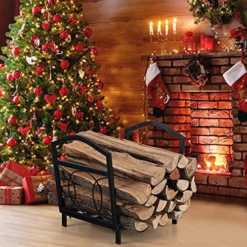 phi villa 17 inch small firewood rack indoor/outdoor, side view