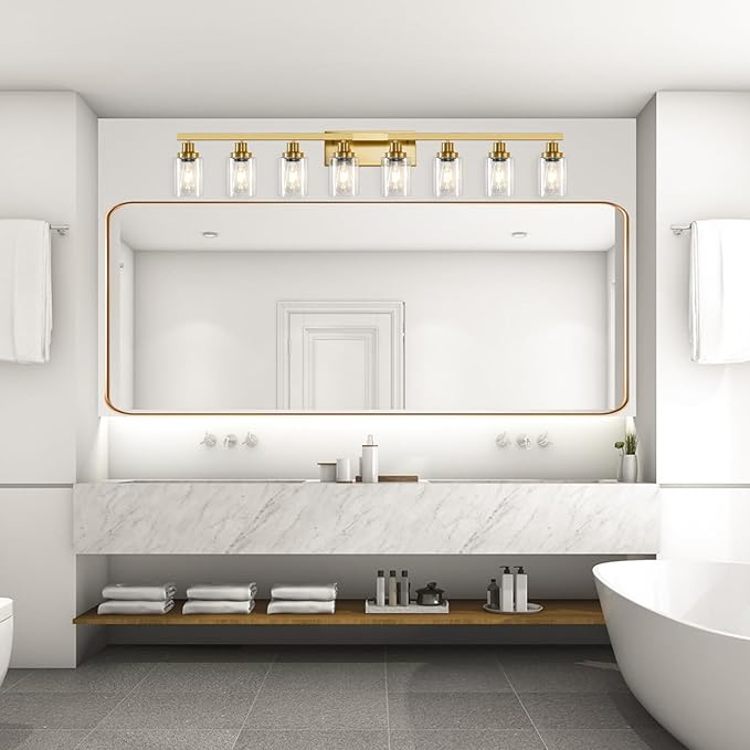 DIKAIDA 8 Light Gold Vanity Lights Over Mirror, 52inch Gold Bathroom Light - Image 7