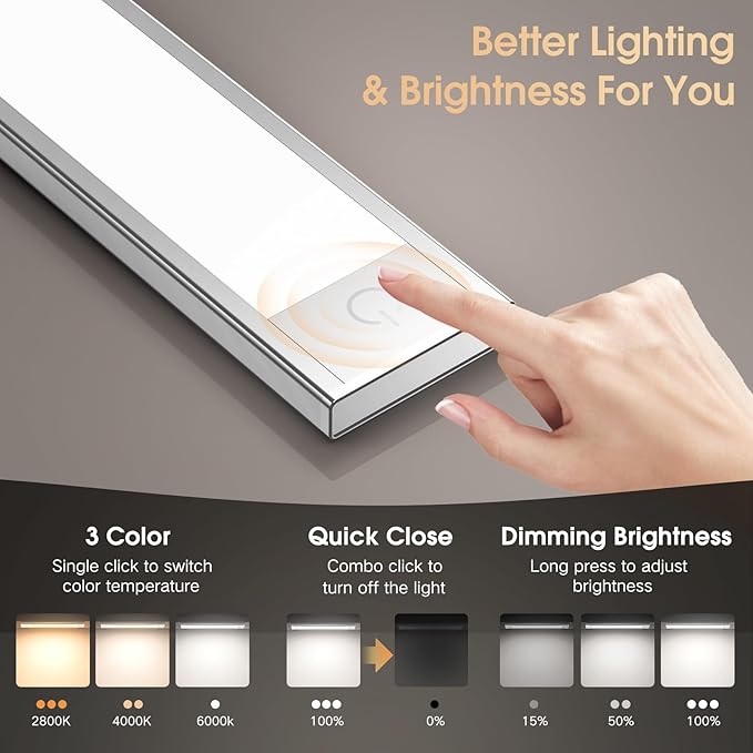 VST 72 LEDs Motion Sensor Lights Indoor 3 Color Temps, Dimmable Under Cabinet - Image 2