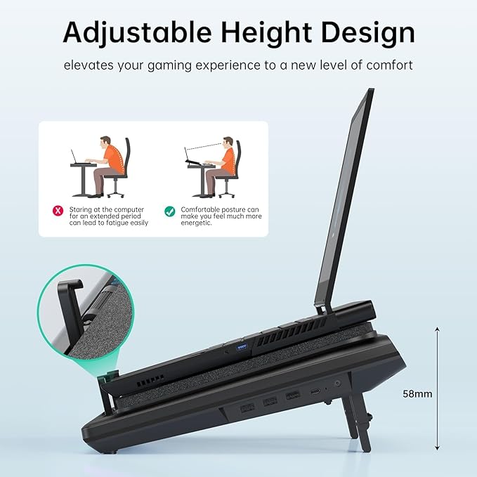 llano V12 Laptop Cooling Pad, Gaming Laptop Cooler Stand - Image 6