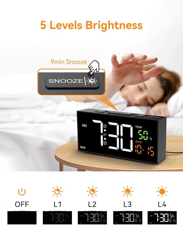 Netzu Alarm Clocks for Bedrooms, Digital Clock - Image 5