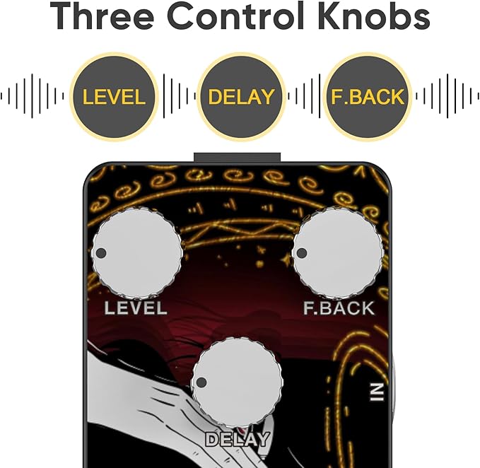 Sofadio Guitar Delay Pedal, True Bypass DC 9V Mini Single Nano Effect Pedals - Image 3