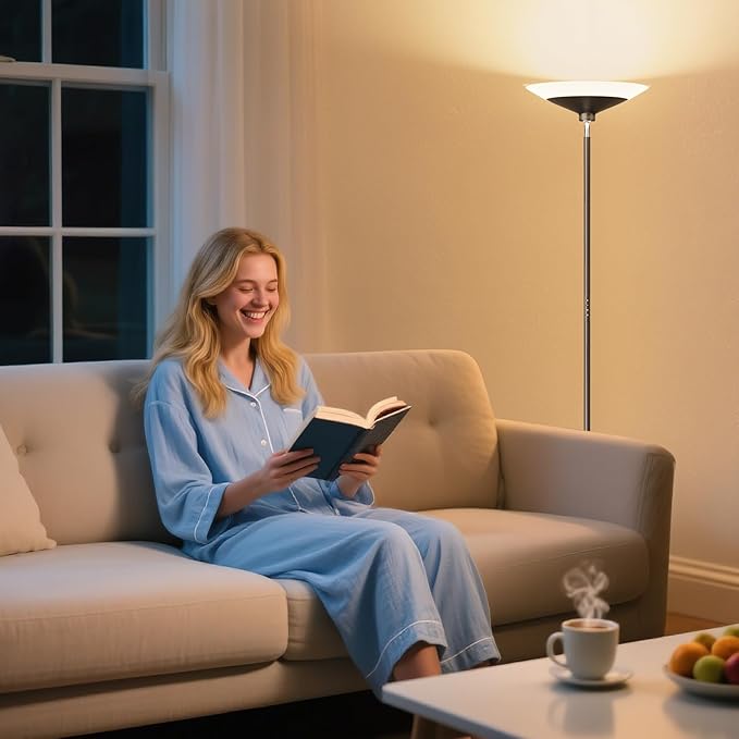 SIBRILLE RGB Torchiere Floor Lamp - 30W Dimmable LED Standing Lamp - Image 9