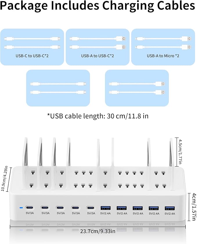100W Charging Station for Multiple Devices, 10-Port USB Fast Charging Station - Image 8