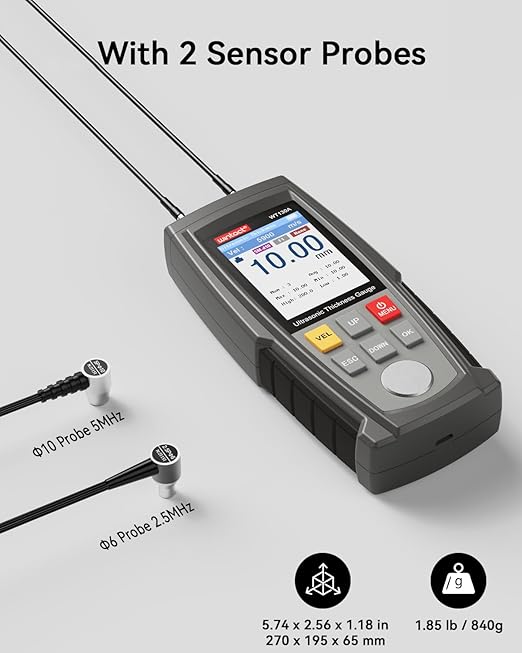 Wintact Digital Ultrasonic Thickness Gauge, Range 0.039 to 11.81 in - Image 6