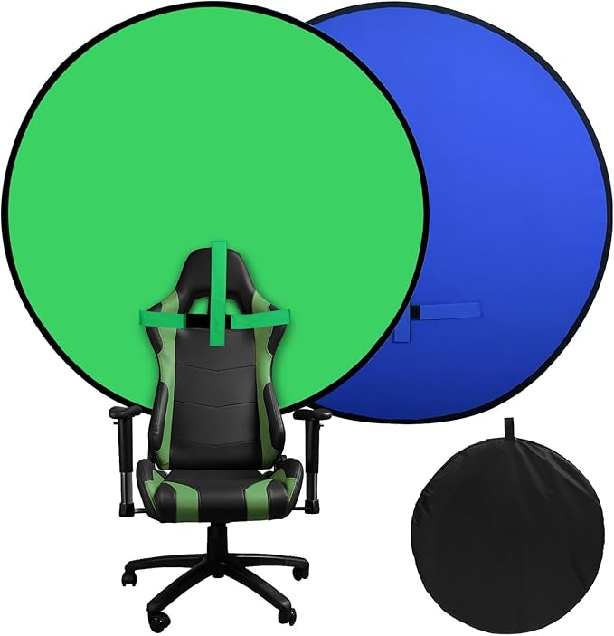 Portable Blue Green Screen Chair, 57 in Greenscreen Backdrop by PhotoStudio%E2%80%BABackgrounds