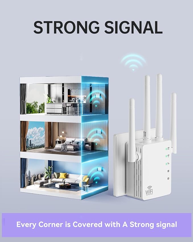 WiFi Extender Signal Booster, 1200Mbps Dual Band 2.4G&5.0G Signal WiFi Booster - Image 5