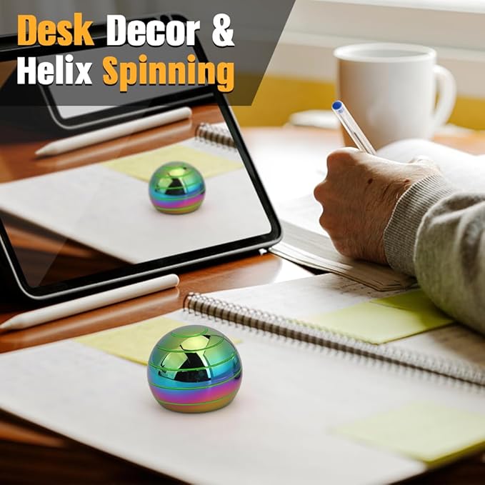 Luminous Kinetic Spinning Desk Toys, Metal Full Body Optical Illusion Fidget - Image 5