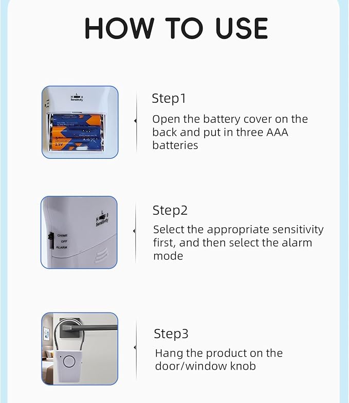 Door Alarm – ABS 120dB Battery Powered Vibration Sensor | Handle Entry Security - Image 7