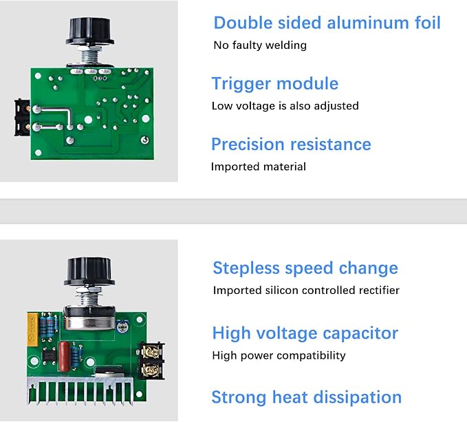 AC Variable Speed Controller, 120V~220V 15A 4000W SCR Voltage Controller - Image 7