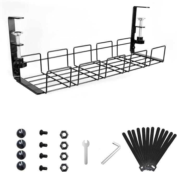 Under Desk Cable Management Tray No Drill 2pack Kit- 15.7'' Long 5.1'' Wide Tray by Freleca