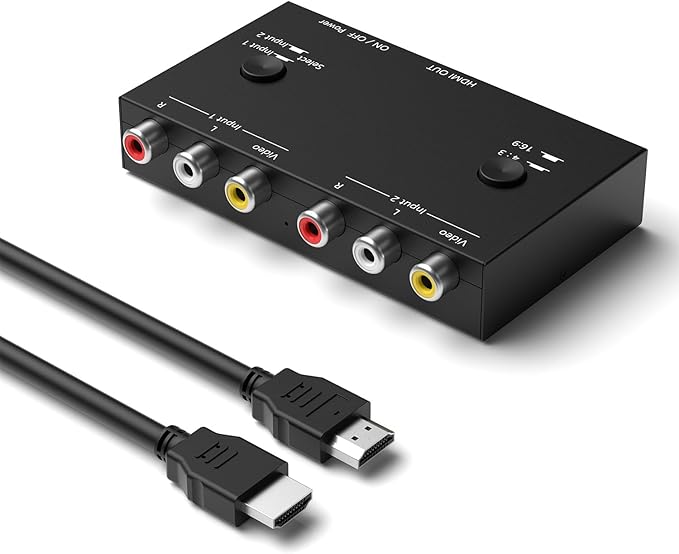 RuiPuo 2 Port RCA/AV to HDMI Converter Adapter Support 16:9/4:3 by RuiPuo