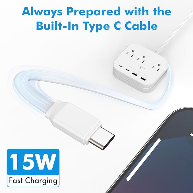 TRAVEL DEPOT Cruise Essentials Flat Plug Power Strip, Durable 5 ft Extension - Image 5