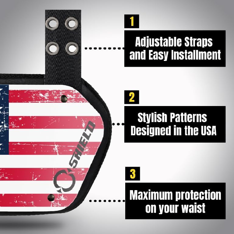Football Backplate for Shoulder Pads, Flag Designs