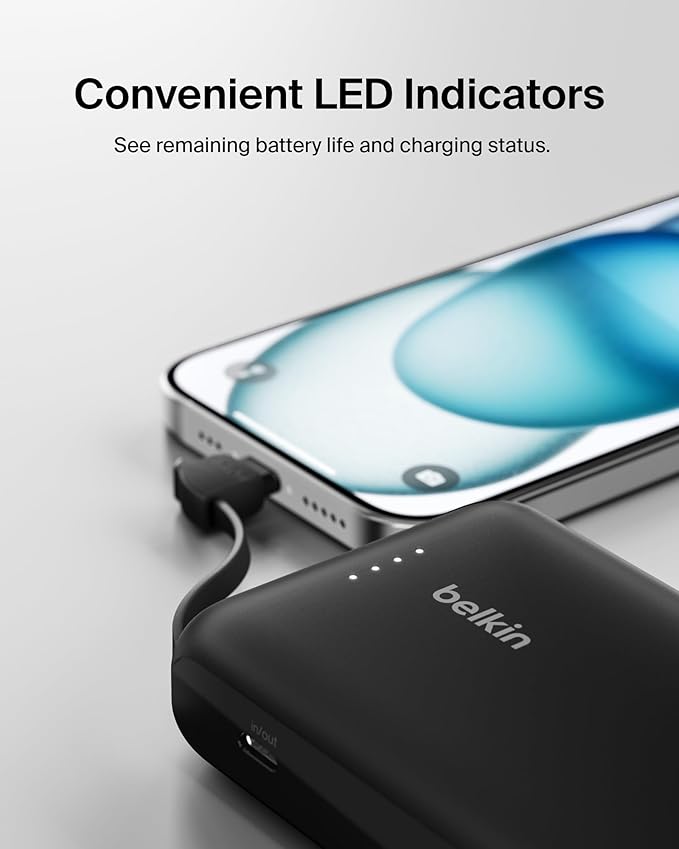 Belkin Portable Charger, Power Bank 10000 mAh w/Integrated Cable - 20W Fast - Image 10