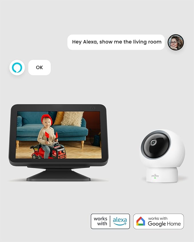 youkey Indoor Camera 2.5K, No Monthly Fees, Pan & Tilt, 360° Dog/Pet Camera - Image 9