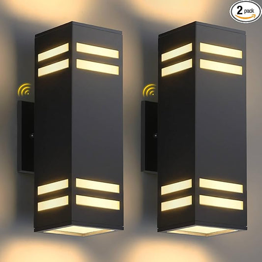 Zinola Dusk to Dawn Outdoor Lighting 2 Pack, Modern Outdoor Wall Lights Black by Zinola