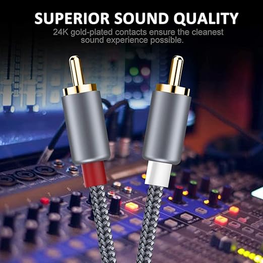 Goalfish 25ft/7.5m Nylon-Braided RCA Audio Cable - Image 6