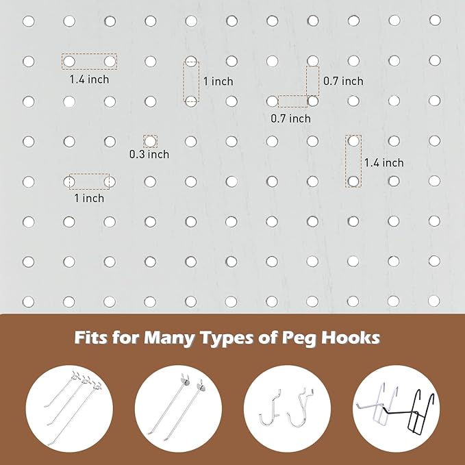 ECOMEX 4 Panel Room Divider, 5.6Ft Pegboard Display Wooden Room Divider Folding - Image 4