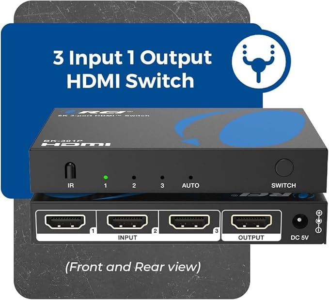 OREI HDMI Switch with Remote – 4K@120Hz 4:4:4 or 8K@60 4:2:0 HDMI Switcher – - Image 2