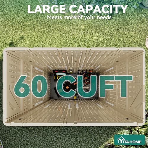 yitahome 60 cuft vertical outdoor storage shed w/o, close-up detail