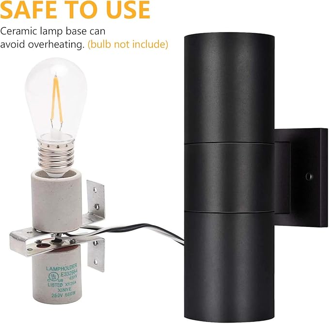 wowlite Modern Outdoor Wall Lights, Up and Down Lights Wall Mount Cylinder - Image 5