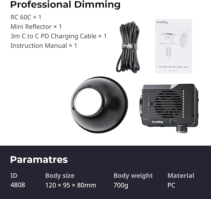 SmallRig RC 60C RGB LED Video Light, 3400mAh Battery 45min Runtime, APP Control - Image 9