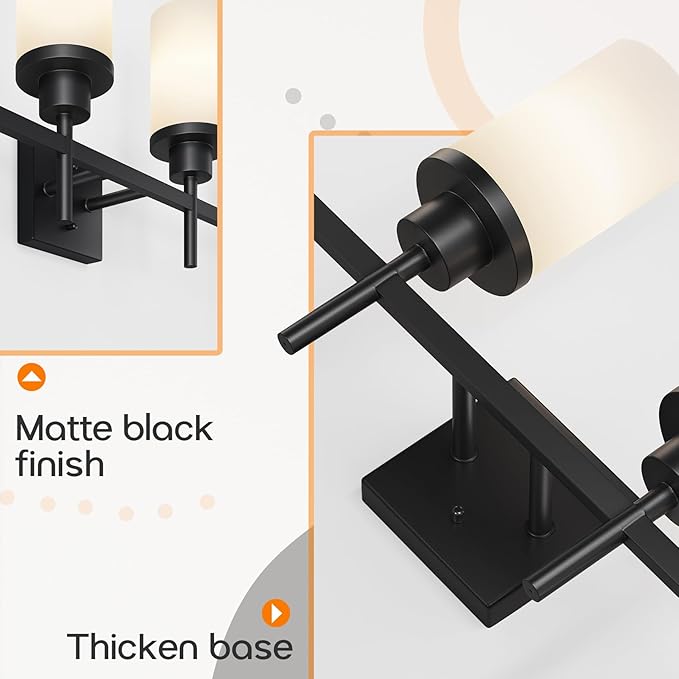 AONEON Wall Light Fixtures 4-Light Over Mirror, Matte Black Vanity Lights - Image 7
