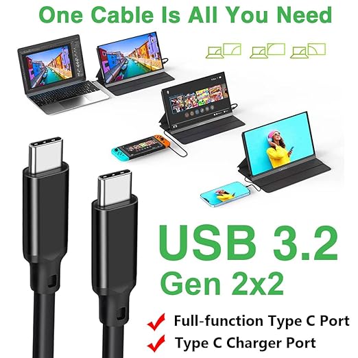 240W USB 3.2 Gen 2X2 Display Monitor Link Data Transfer Video Cable - Image 4