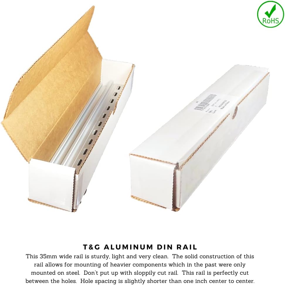 T&G 5 Pieces DIN Rail Slotted Aluminum RoHS 35mm Wide 7.5mm High (12")