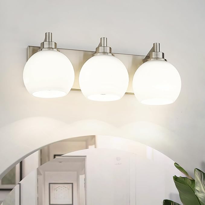 METWET Bathroom Light Fixtures, 3-Light Brushed Nickel Vanity Light, Modern by Metwet