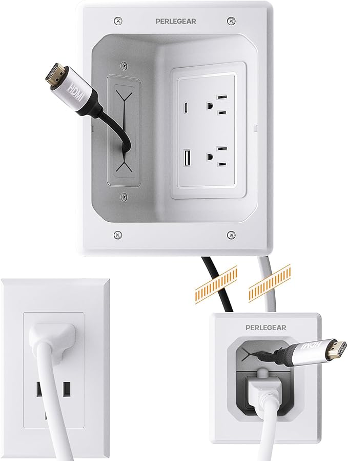 Perlegear TV in-Wall Cable Management Kit, USB and Typ C Ports Cord Hider - Image 8