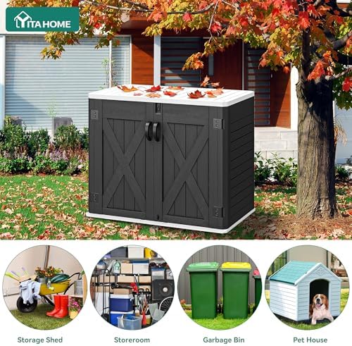 yitahome outdoor horizontal storage shed with x-shaped lockable, close-up detail