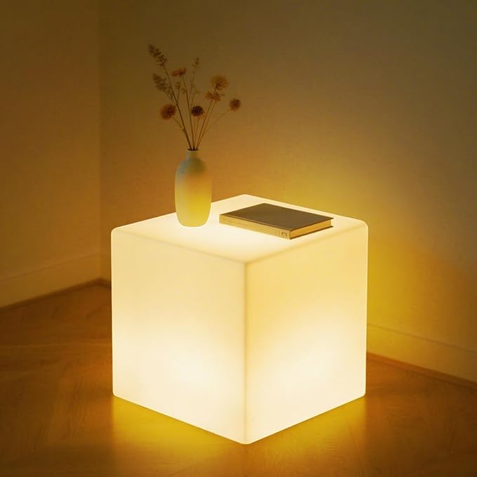 LOFTEK 16-Inch Rechargeable LED Cube Chair Light, 16 RGB Colors Glow Cube Seat by LOFTEK