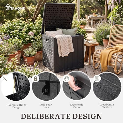 yitahome 150 gallon large outdoor storage box w/double, close-up detail