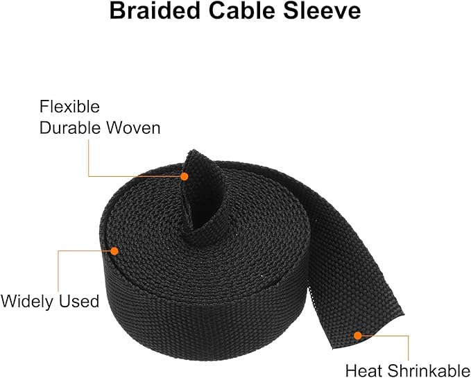 MECCANIXITY Braided Cable Sleeves Heat Shrinkable Fabric Sleeving, 5/8" 10ft - Image 4