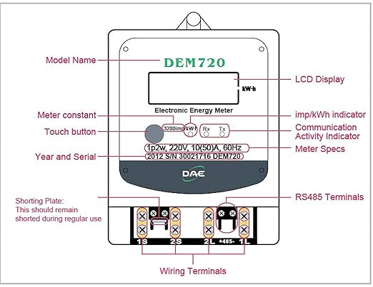 DAE DEM720-1P Electric kWh Submeter, Internal CT - Image 7