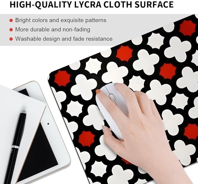 Red Lattice Tile High Contrast Square Mouse pad, Waterproof, Anti Slip Rubber - Image 3