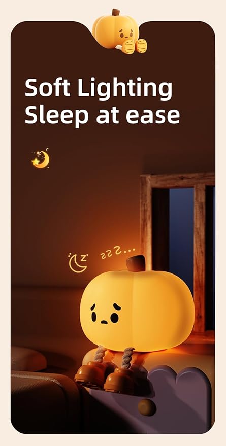 ATSUI Pumpkin Night Light, Halloween LED Squishy Novelty Lamp, Food Grade - Image 9