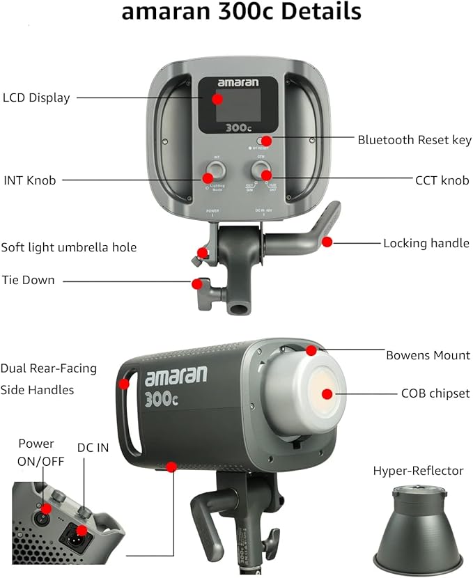 Amaran 300c RGB LED Video Light, Bowen Mount, 500K CCT - Image 4