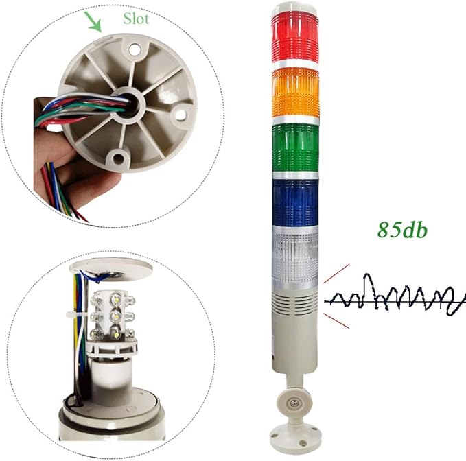 YJINGRUI 5 Stack LED Signal Tower Light, Industrial Flashing LED Warning Light - Image 4