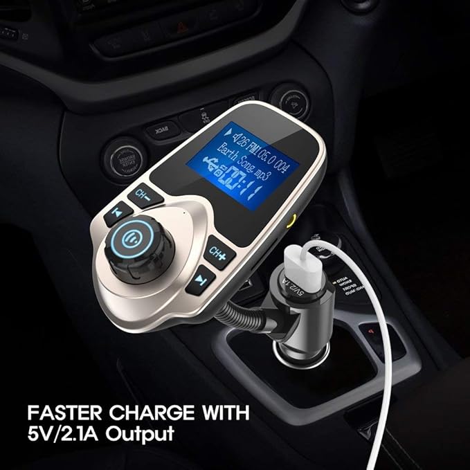 Nulaxy Bluetooth Car FM Transmitter Audio Adapter Receiver Wireless Handsfree - Image 6
