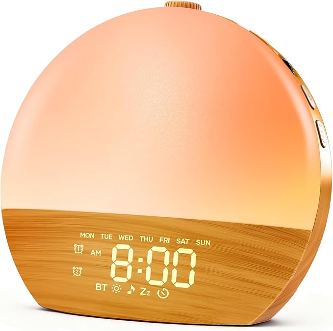 Sunrise Alarm Clock, Sound Machine, Wood Grain Dimmable Night Light by Unknown