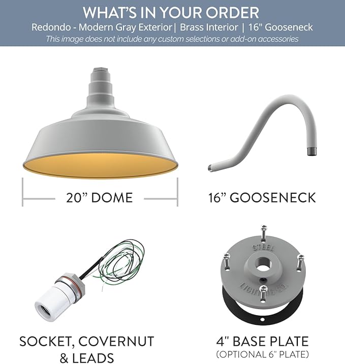 Steel Lighting Co. Large Outdoor Barn Light | Gooseneck Light Fixture | Made in - Image 8