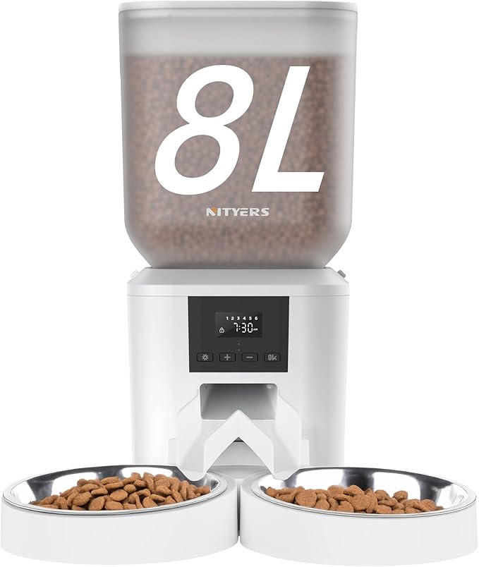 Automatic Cat Feeder for 2 Cats - 8L/34 Cups Large Capacity Auto Food Dispenser by Nityers