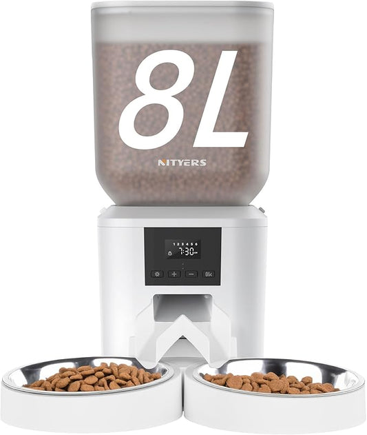 Automatic Cat Feeder for 2 Cats - 8L/34 Cups Large Capacity Auto Food Dispenser by Nityers