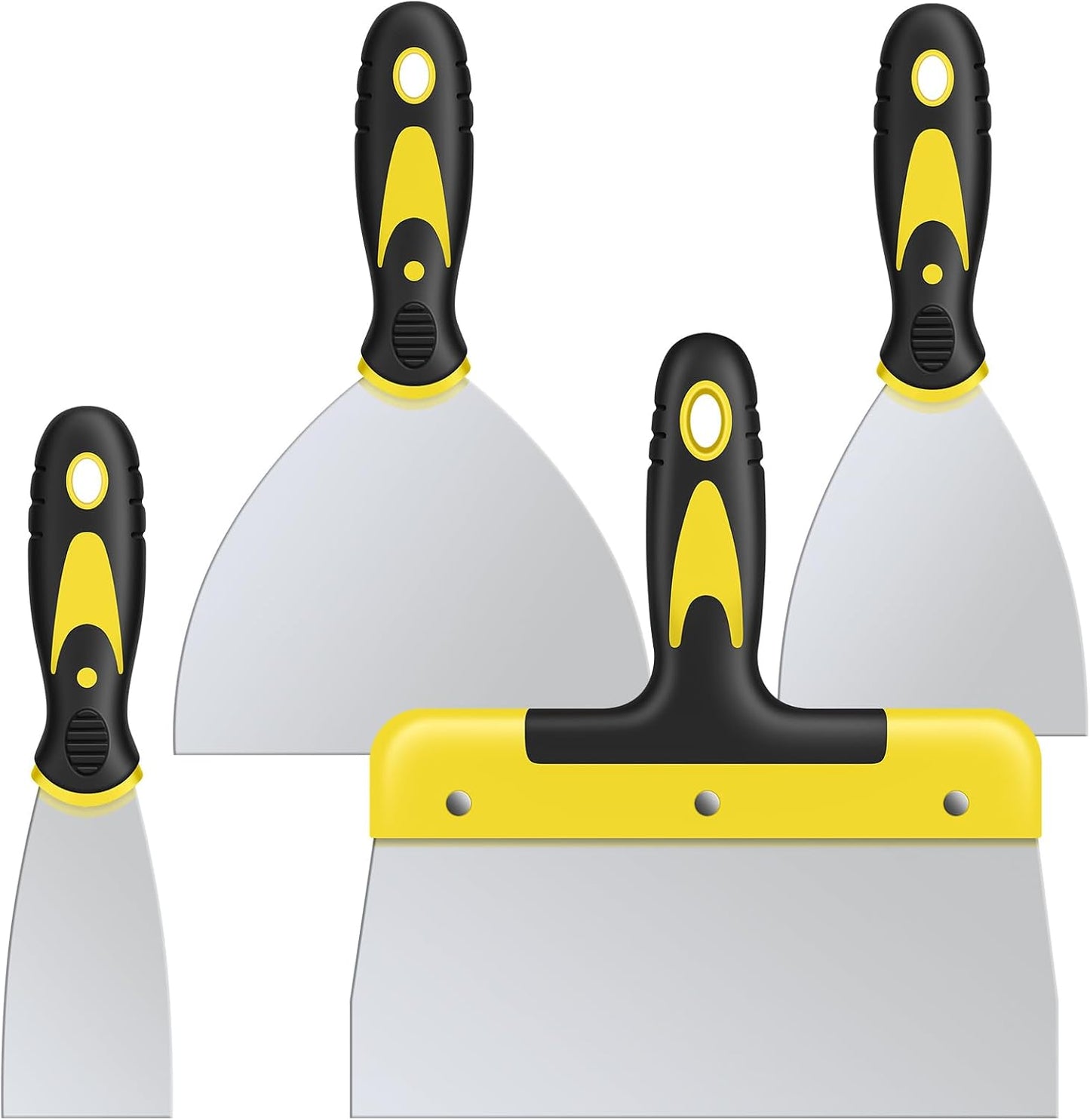 Putty Knife Set, 4PCS Stainless Steel Scraper Paint Tool with Comfortable Grip for Drywall Repair, Wallpaper Removal and Plaster Scraping(2,4,6,8in)